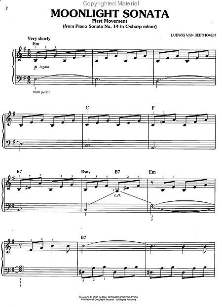 free easy piano sheet music moonlight sonata